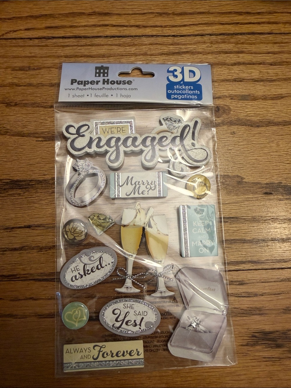 NWT - 3D Stickers - Gold & White 'We're Engaged' Celebration Pack